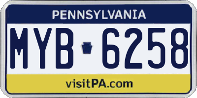 PA license plate MYB6258
