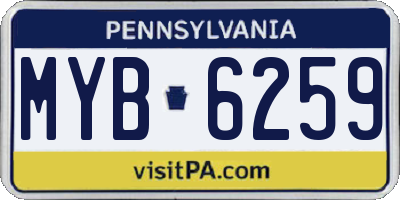 PA license plate MYB6259
