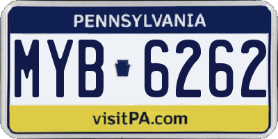PA license plate MYB6262
