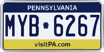 PA license plate MYB6267
