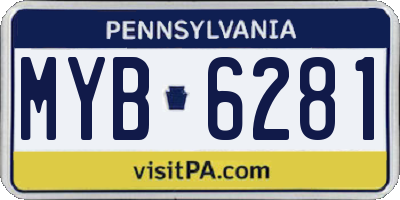 PA license plate MYB6281