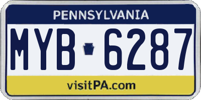 PA license plate MYB6287