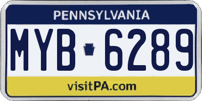 PA license plate MYB6289