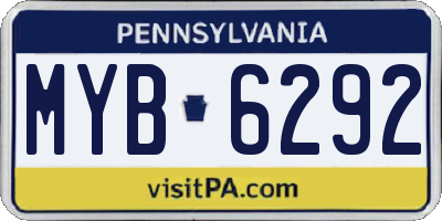 PA license plate MYB6292