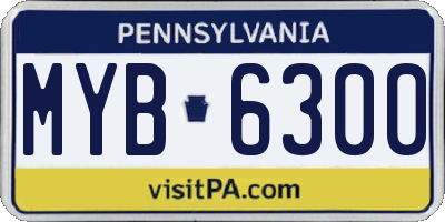 PA license plate MYB6300
