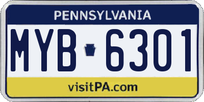 PA license plate MYB6301