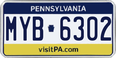 PA license plate MYB6302