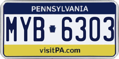 PA license plate MYB6303