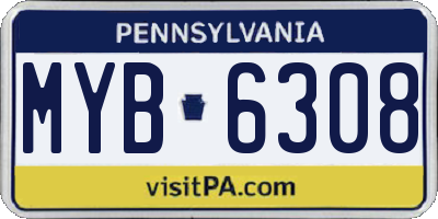 PA license plate MYB6308
