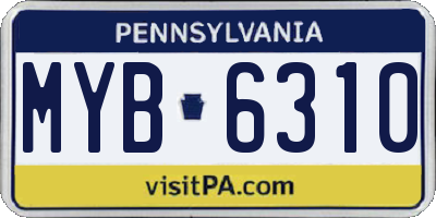 PA license plate MYB6310