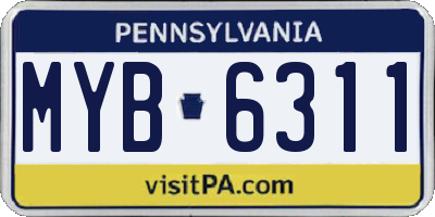 PA license plate MYB6311