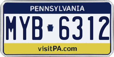 PA license plate MYB6312