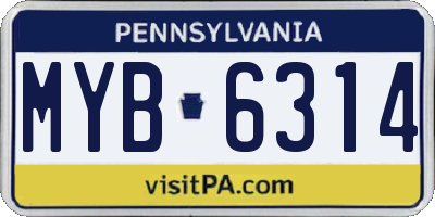 PA license plate MYB6314
