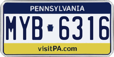 PA license plate MYB6316