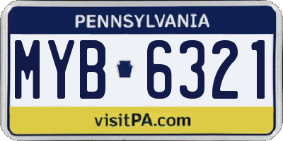 PA license plate MYB6321