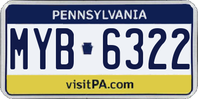PA license plate MYB6322