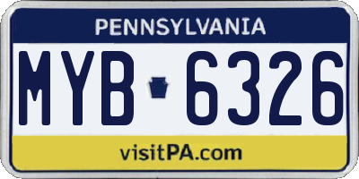 PA license plate MYB6326