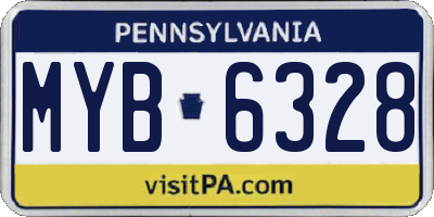 PA license plate MYB6328
