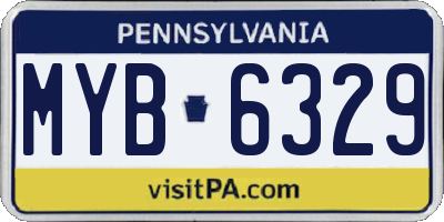 PA license plate MYB6329