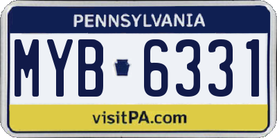 PA license plate MYB6331