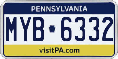 PA license plate MYB6332