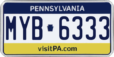 PA license plate MYB6333