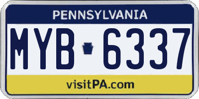 PA license plate MYB6337