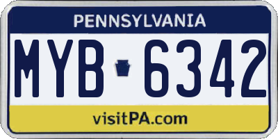PA license plate MYB6342