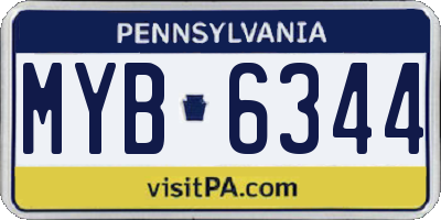 PA license plate MYB6344