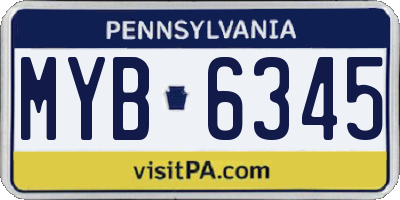 PA license plate MYB6345