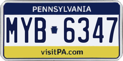 PA license plate MYB6347