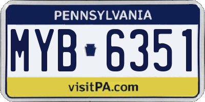 PA license plate MYB6351