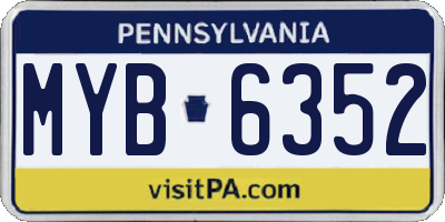 PA license plate MYB6352