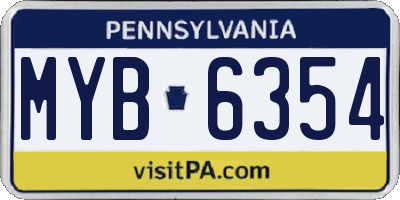 PA license plate MYB6354
