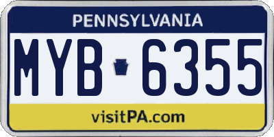 PA license plate MYB6355
