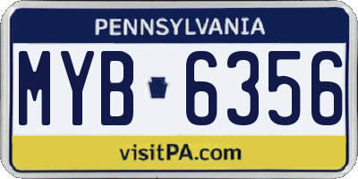 PA license plate MYB6356