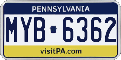 PA license plate MYB6362