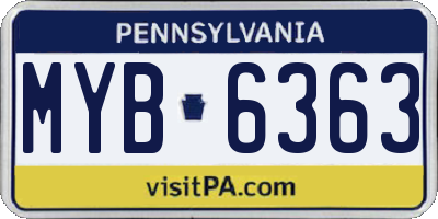 PA license plate MYB6363