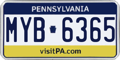 PA license plate MYB6365
