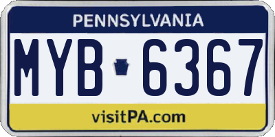 PA license plate MYB6367