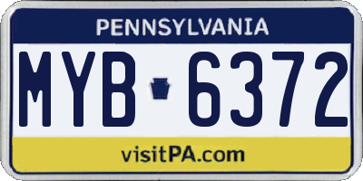 PA license plate MYB6372