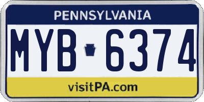 PA license plate MYB6374