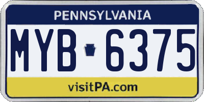 PA license plate MYB6375