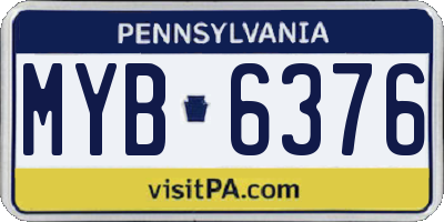 PA license plate MYB6376