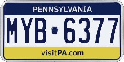 PA license plate MYB6377