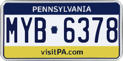 PA license plate MYB6378