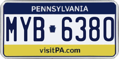 PA license plate MYB6380
