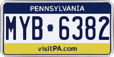 PA license plate MYB6382