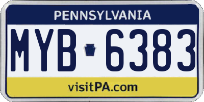 PA license plate MYB6383