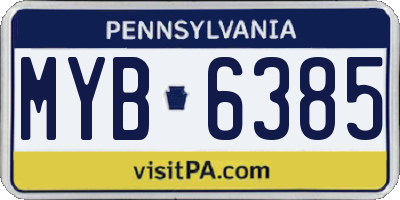 PA license plate MYB6385
